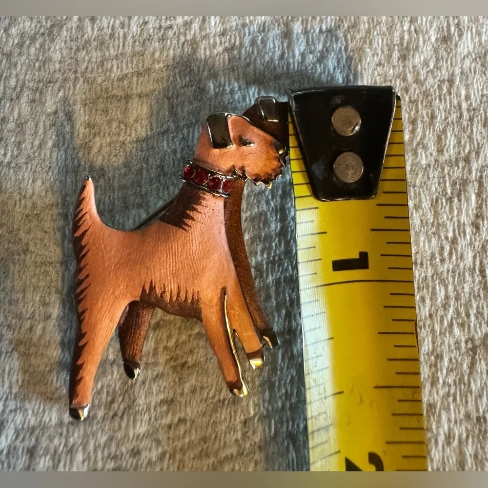Stylish Dog Brooch with Red Accents